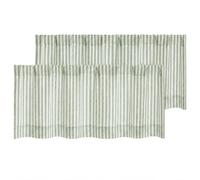 Chyhomenyc Striped Valances for Windows 14 inch, Sage Green, 2 Pieces