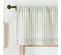 Chyhomenyc Striped Valances for Windows - Light Filtering Faux Linen Small Kitchen Valance Curtains, Boho Ticking Stripe Rod Pocket Farmhouse Valance for Living Room, 52Wx14L, 2 Pieces, Sage Green