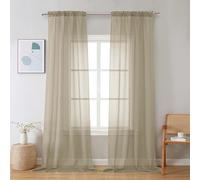 Chyhomenyc Taupe Sheer Curtains 120 Inches Long - Light Filtering Voile Extra Long Panel Drapes for Floor to Ceiling Window, Elegant Soft Living Room Curtains, Each 42Wx120L Inch, 10FT, 2 Panels