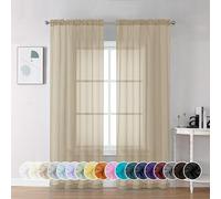 Chyhomenyc Taupe Sheer Curtains 72 Inch Length 2 Panels, Light Filtering Soft Airy Rod Pocket Voile Window Curtain Drapes for French Door Bedroom Living Room, Each 42Wx72L Inches