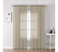 Chyhomenyc Taupe Sheer Curtains 84 Inch Length 2 Panels, Light Filtering Soft Airy Voile Rod Pocket Sheer Window Drapes for Bedroom Living Room, Each 42Wx84L Inches