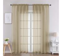Chyhomenyc Taupe Sheer Curtains 84 Inches Long 2 Panels, Light Filtering Taupe Curtains for Living Room, Soft Gentle Voile Rod Pocket Bedroom Window Drapes, 59Wx84L Inch, 2PCS