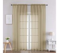Chyhomenyc Taupe Sheer Curtains 90 Inches Long 2 Panels, Light Filtering Taupe Curtains for Living Room, Soft Gentle Voile Rod Pocket Bedroom Window Drapes, 59Wx90L Inch, 2PCS