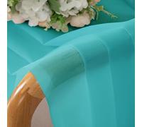 Chyhomenyc Turquoise Sheer Curtains 45 Inch Long 2 Panels, Light Filtering Rod Pocket Voile Short Curtains Drapes for Living Room Bedroom Small Windows, 42Wx45L Inches