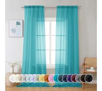 Chyhomenyc Turquoise Sheer Curtains 96 inches Long 2 Panels, Light Filtering Soft Airy Solid Elegant Voile Window Treatment Drapes for Bedroom Living Room Wedding Party Decor, 42 Wx96 L, 8FT L