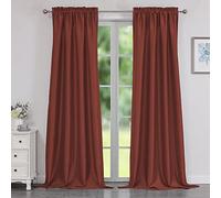 Chyhomenyc Uptown Faux Silk Living Room Window Curtains, 2 Panels Slub Texture Brick Curtains 96 Inches Long, Luxury Airy Room Darkening Rod Pocket Bedroom Curtains & Drapes, Burgundy, 42" Wx96 L