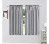 Chyhomenyc Uptown Faux Silk Silver Grey Curtains 63 Inch Length 2 Panels for Bedroom, Room Darkening Shiny Silver Grey Soft Fabric Rod Pocket Window Drapes for Living Room, Each 40x63 Inches