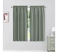 Chyhomenyc Uptown Sage Green Curtains 54 Inch Length 2 Panels, Room Darkening Soft Faux Silk Chic Fabric Short Kitchen Curtains for Bedroom Living Room Windows, Each 30Wx54L