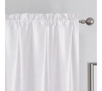 Chyhomenyc Uptown White Kitchen Curtains 45 Inch Length 2 Panels, Light Filtering Faux Silk Chic Fabric Short Window Curtains for Bedroom Living Room, Each 30Wx45L