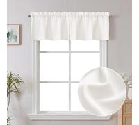 Chyhomenyc Valance for Windows, Faux Linen Slub Textured Small Valance for Kitchen Bathroom Basement, Yellowish Short Top Window Curtains for Bedroom, 30Wx14L inch, 2 Piece, Cream（prev. Ivory）