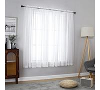 Chyhomenyc White Sheer Curtains 54 Inch Long 2 Panels Set, Short Voile Rod Pocket Drapes for Dinning Small Windows Bathroom Living Room Bedroom, Each 42Wx54L in, 2PCS, White