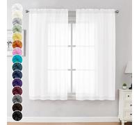 Chyhomenyc White Sheer Curtains 63 Inch Length 2 Panels Set, Light Filtering Rod Pocket Window Curtain Treatment Drapes for Bedroom Living Room, Each 42Wx63L, Set of 2, White