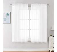 Chyhomenyc White Sheer Curtains 68 Inch Length, Light Filtering Solid Color Bedroom Window Sheer Curtain Panels, Elegant Curtains & Drapes for Living Room, 42Wx68L, 2 Panels