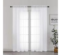 Chyhomenyc White Sheer Curtains 72 Inch Length 2 Panels, Light Filtering Top Dual Rod Pocket Voile Window Curtain Drapes for French Door, Bedroom Living and Children Room, Each 42W x 72L