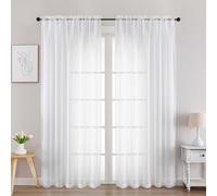 Chyhomenyc White Sheer Curtains 78 Inches Long 2 Panels Set for Living Room, Light Filtering Voile Lightweight Bedroom Curtains, Solid Window Treatment Drapes, Each 59W x 78L