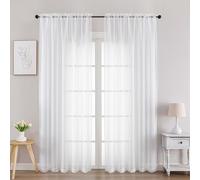 Chyhomenyc White Sheer Curtains 84 Inches Long 2 Panels, Light Filtering White Curtains for Living Room, Soft Gentle Voile Rod Pocket Bedroom Window Drapes, 59Wx84L Inch, 2PCS