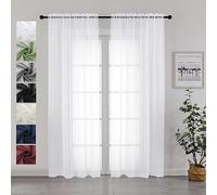 Chyhomenyc White Sheer Curtains 84 Inches Long 2 Panels Set - Light Filtering White Curtains for Living Room, Soft Gentle Voile Rod Pocket Bedroom Window Drapes, 42Wx84L Inch, 2PCS