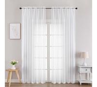 Chyhomenyc White Sheer Curtains 90 Inches Long 2 Panels, Light Filtering White Curtains for Living Room, Soft Gentle Voile Rod Pocket Bedroom Window Drapes, 59Wx90L Inch, 2PCS