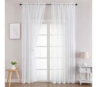 Chyhomenyc White Sheer Curtains 96 Inches Long 2 Panels, Light Filtering White Curtains for Living Room, Soft Gentle Voile Rod Pocket Bedroom Window Drapes, 59Wx96L Inch, 2PCS