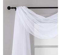 Chyhomenyc White Sheer Scarf Valances for Windows 216 Inch Extra Long, Window Scarf Drapes Rod Pocket Backdrop for Wedding Arch Draping/Party/Canopy Bed/Living Room, 1PC, 18 Feet Length