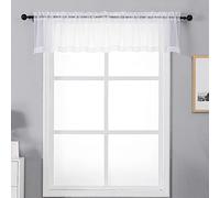 Chyhomenyc White Sheer Valances for Windows 2 Pack, Small Window Curtains for Living Room Bathroom Cafe Laundry Basement, Modern Top Dual Rod Pocket Voile Curtain, 60W x 14L inches, White