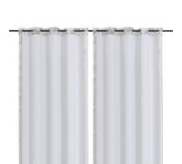 Chyhomenyc Window Blackout Curtain Liners with 18 Rings, Thermal Insulated 100% Blackout Liner for 84 Inch Curtains, Each 50Wx80L, 2 Liners Per Set with 18 Pieces Rings
