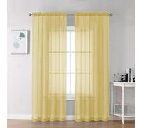 Chyhomenyc Yellow Sheer Curtains 78 Inches Long 2 Panels Set for Living Room, Light Filtering Voile Lightweight Bedroom Curtains, Rod Pocket Solid Window Treatment Drapes, Each 42W x 78L