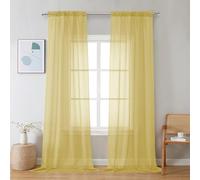 Chyhomenyc Yellow Sheer Curtains 96 inches Long 2 Panels, Light Filtering Soft Airy Solid Elegant Voile Window Treatment Drapes for Bedroom Living Room Wedding Party Decor, 42 Wx96 L, 8FT L