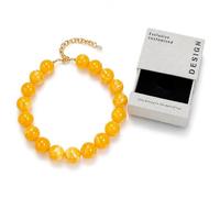 CHYIFSHIYM 20mm Natural Crystal Beaded Bracelet, Green Gradient Bead Bracelet with Adjustable Gold-Tone Clasp and Extender Chain, Summer Beach Vacation Jewelry with Gift Box and Bag, One Size, Acetate