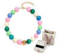 CHYIFSHIYM 20mm Natural Crystal Beaded Bracelet, Green Gradient Bead Bracelet with Adjustable Gold-Tone Clasp and Extender Chain, Summer Beach Vacation Jewelry with Gift Box and Bag, One Size, Acetate