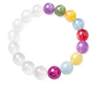 CHYIFSHIYM Beaded Necklace for Women, Color Changing Crystal Bead Necklace with Clear White and Multicolor Pastel Round Beads, Summer Jewelry for Daily Outfits, Vacation Wear, Gift Giving, One Size