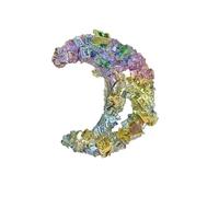 CHYIFSHIYM Bismuth Crystal Crescent Moon - Rainbow Metal Mineral Specimen for Home & Office Decor | Rare Biscus Crystal Healing Display, 4.1 x 3.3 Inches