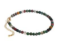 CHYIFSHIYM Multicolor Beaded Anklet for Women, Natural Stone 4mm Bead Ankle Bracelet with Gold Tone Clasp and 8 Inch + 2 Inch Extender Chain, Adjustable Summer Beach Vacation Jewelry Gift, One Size