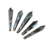 CHYIFSHIYM Natural Blue Flash Labradorite Wand - Polished Crystal Point for Chakra Meditation Therapy & Home Décor, Approx. 5.1 in (13 cm)