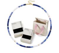 CHYIFSHIYM Natural Crystal Beaded Choker Necklace for Women, Colorful 2mm x 4mm Smooth Rondelle Bead Necklace, Adjustable 16.1-19.7 in Layering Summer Jewelry with Extender Chain, Gift Box and Bag