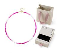CHYIFSHIYM Natural Crystal Beaded Choker Necklace for Women, Colorful 2mm x 4mm Smooth Rondelle Bead Necklace, Adjustable 16.1-19.7 in Layering Summer Jewelry with Extender Chain, Gift Box and Bag