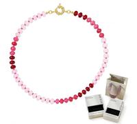 CHYIFSHIYM Natural Crystal Beaded Necklace for Women, Rainbow Multicolor Adjustable 12.2-15.7 in Necklace with Gold-Tone Clasp, Colorful Layering Beach Vacation Jewelry, Gift Box and Bag, One Size