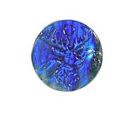 CHYIFSHIYM Natural Labradorite Deer Cut - 1.4 Inch Round Handmade Healing Crystal Pendant for DIY Jewelry, Balance and Strength