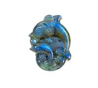 CHYIFSHIYM Natural Labradorite Dolphin Carving - 1.3×1.1in/33×27mm Handmade Healing Crystal Pendant for DIY Jewelry, Energy Flow and Ocean Inspiration