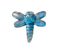CHYIFSHIYM Natural Labradorite Dragonfly Carved - 1.5" x 1.4" Handmade Healing Crystal Pendant DIY jewelry, energy harmony, transformation