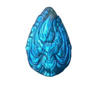 CHYIFSHIYM Natural Labradorite Nine Tailed Fox Carving - 1.6×1.1 Inch Handmade Healing Crystal Pendant for DIY Jewelry, Energy Protection and Spiritual Balance