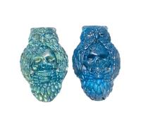 CHYIFSHIYM Natural Labradorite Skull Owl Carving 1.22×2.2.5 in - Hand Carved Blue Flash Crystal Pendant | DIY Jewelry and Healing Stone Decoration