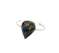 CHYIFSHIYM Natural Labradorite Water Drop Bracelet - 6.5x3.5cm, Polished Gemstone Bracelet for Women, Healing Crystal Quartz Jewelry Gift