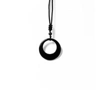 CHYIFSHIYM Natural Shungite Double Circle Pendant Necklace | Handcrafted Crystal Jewelry for Balance & Harmony | 50%-70% Carbon Shungite