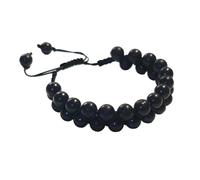 CHYIFSHIYM Natural Shungite Double Layer Bracelet - Handmade Polished Stone Beads Bracelet for Balance, Grounding & Energy Support, Adjustable Cord with Velvet Pouch for Men & Women