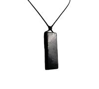 CHYIFSHIYM Natural Shungite Rectangular Pendant 1.77×0.39×0.31 in (45×10×8 mm) - Polished Carbon-Mineral Bar Necklace with Adjustable Cord for Daily Wear, Meditation & Gift (1 pc)