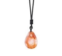 CHYIFSHIYM Natural Snowflake Phantom Quartz Teardrop Pendant - 3.5cm Healing Crystal Necklace with Handwoven Cord for Energy Balance