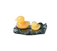 CHYIFSHIYM Natural Xiuyan Jade Duck Crystal Figurine - Hand Carved Gemstone Sculpture with Jade Base, Healing Crystal Energy Ornament for Home Office Decor