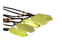 CHYIFSHIYM Natural Yellow Citrine Double Ended Pendant, Polished Hexagonal Crystal Point Necklace, Raw Crystal Healing Gemstone Jewelry, 3-5cm