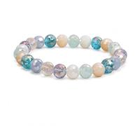 CHYIFSHIYM Rainbow Beaded Bracelet for Women, Natural Crystal Bead Bracelet with Colorful Faceted Beads, Multicolor Summer Jewelry Gift for Birthday Holiday Graduation, One Size, Crystal, No Gemstone